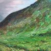 Detail of Adventures: brushwork on the green hillside of the glen.